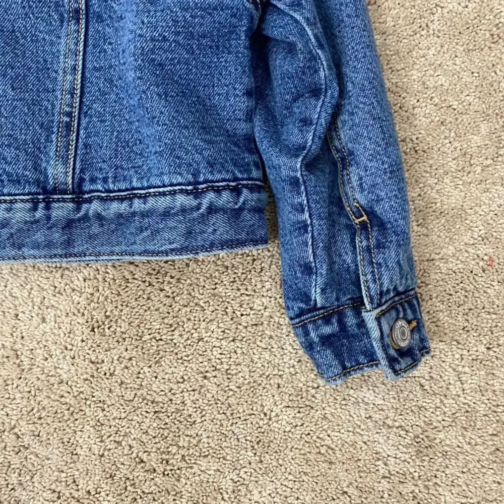 Old Navy‎ Sherpa Lined Denim Jacket Medium Wash Kids Size Small 6/7